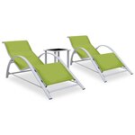 vidaXL Chaises longues lot de 2 avec table Aluminium Vert