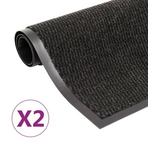 vidaXL Paillassons rectangulaires 2 Pièces 60 x 90 cm Noir