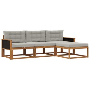 vidaXL Ensemble de canapés d'extérieur 4 pc Naturel et Gris clair