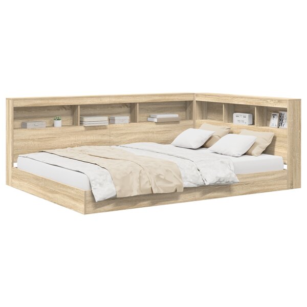 vidaXL Lit Étagère Chêne Sonoma 160x200 cm Bois d'ingénierie