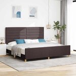 vidaXL Cadre de lit avec tête de lit Marron foncé 200 x 200 cm tissu