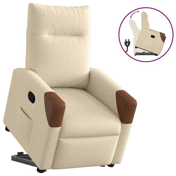 vidaXL Fauteuil inclinable Crème Tissu