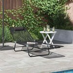vidaXL Chaise longue pliante Noir 182 x 55 x 85 5 cm Textilène