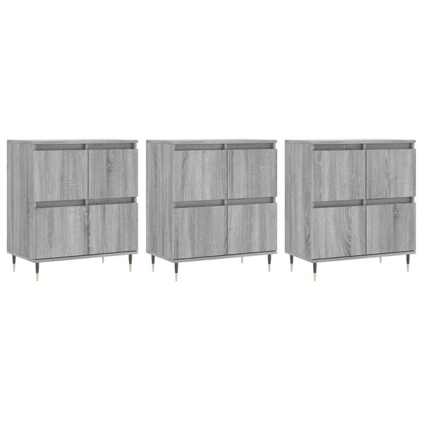 vidaXL Buffets 3 Pièces Sonoma gris Bois d'ingénierie