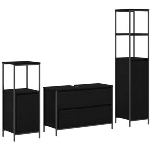 vidaXL Ensemble de mobilier de salle de bain 3 Pièces Chêne noir