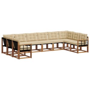 vidaXL Ensemble de canapés d'extérieur 10 pc Naturel et Beige