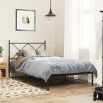 vidaXL Cadre de lit métal sans matelas avec tête de lit noir 100x190cm