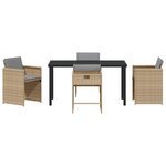 vidaXL Ensemble repas jardin 5 pièces avec coussins Beige Poly Rattan