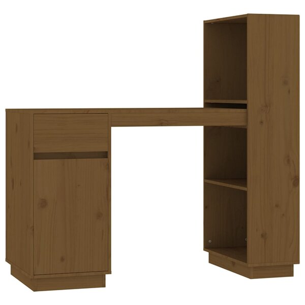 Bureau table poste de travail meuble d'ordinateur informatique étude miel 110 x 53 x 117 cm bois massif de pin brun 02_0023872