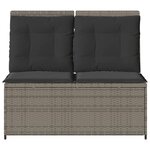 vidaXL Banc inclinable de jardin avec coussins gris résine tressée