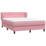vidaXL Sommier à lattes de lit avec matelas rose 160x210 cm velours