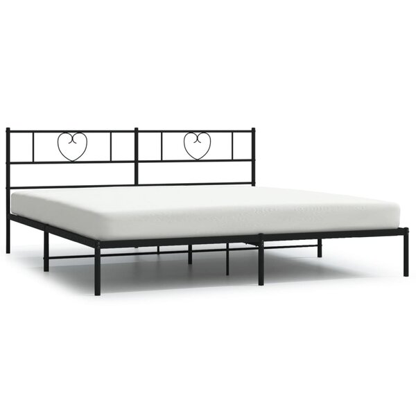 vidaXL Cadre de lit métal sans matelas avec tête de lit noir 200x200cm