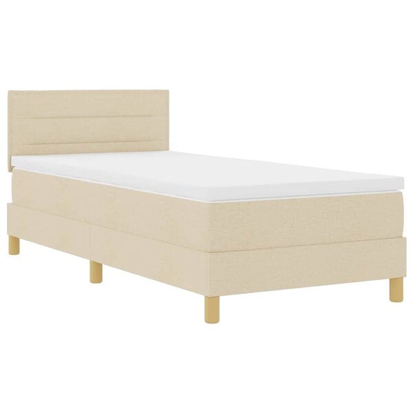 vidaXL Lit à ressort LED avec bandes LED Crème 90 x 190 cm tissu