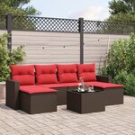 vidaXL Salon de jardin avec coussins 7 Pièces marron résine tressée