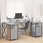vidaXL Bureau Gris sonoma 182 x 101 x 87.5 cm Bois d'ingénierie