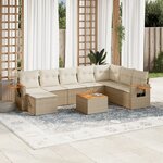 vidaXL Salon de jardin avec coussins 9 Pièces beige résine tressée