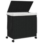 vidaXL Panier à linge avec roulettes noir 60x35x60 5 cm résine tressée