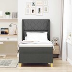 vidaXL Lit à ressorts avec matelas gris foncé 90x190 cm Gris foncé
