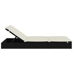 vidaXL Chaise longue à 2 places avec coussins noir résine tressée