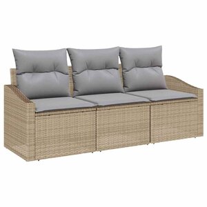 vidaXL Ensemble de canapé de jardin 3 Pièces Beige et Gris clair