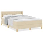 vidaXL Lit à ressort avec matelas crème  140 x 190 cm  tissu