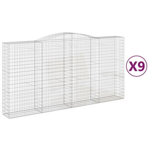 vidaXL Paniers à gabions arqués 9 Pièces 400x50x200/220 cm Fer galvanisé
