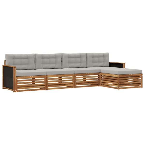 vidaXL Ensemble de canapés d'extérieur 5 pc Naturel et gris clair