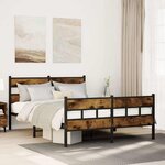 vidaXL Cadre de lit en métal sans matelas chêne fumé 135x190 cm