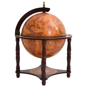 vidaXL Support à vin bar forme globe Marron Bois d'eucalyptus massif