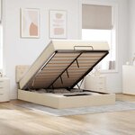 vidaXL Lit ottoman avec matelas et LED crème 140x200 cm tissu