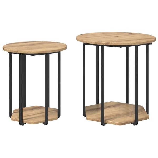 vidaXL Ensemble de tables d'appoint avec étagère 2 Pièces Marron