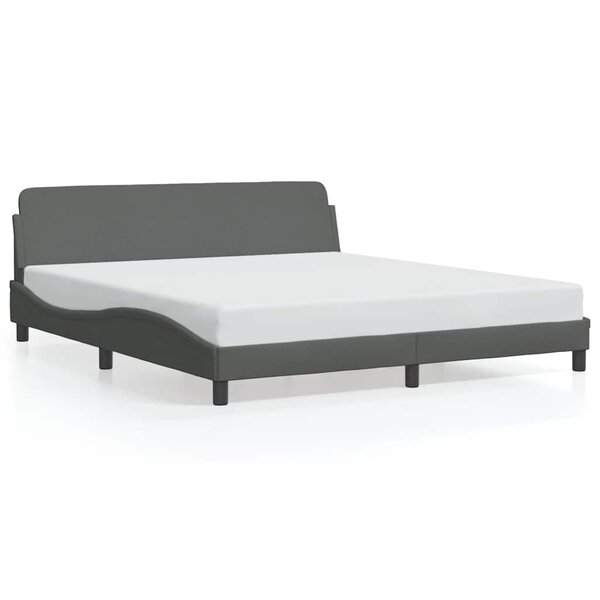 vidaXL Cadre de lit Dover gris foncé 152x203 cm tissu