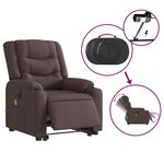 vidaXL Fauteuil inclinable de massage électrique Marron foncé Tissu