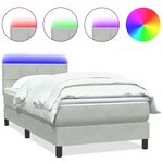 vidaXL Sommier à lattes de lit et matelas et LED gris clair 90x220 cm velours