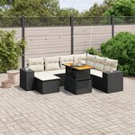vidaXL Salon de jardin 8 Pièces avec coussins noir résine tressée