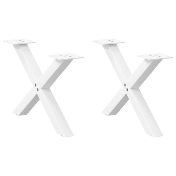 vidaXL Pieds de table basse en forme de X  2 pièces  blanc  60 x (30-31) cm  acier