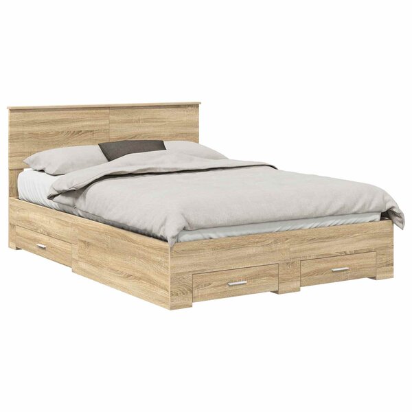 vidaXL Cadre de lit Chêne Sonoma 150 x 200 cm Bois d'ingénierie