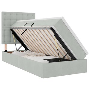 vidaXL Lit avec rangement et matelas Gris clair 100 x 200 cm Velours