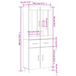 vidaXL Buffet haut Sonoma gris 69 5x34x180 cm Bois d'ingénierie