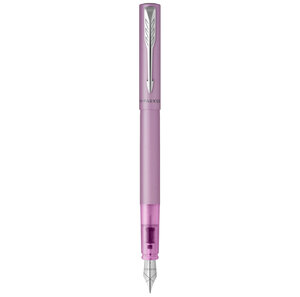 Parker vector xl stylo plume  laque lilas métallisée sur laiton  plume fine  encre bleue  coffret cadeau