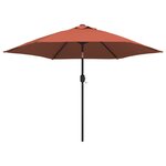 vidaXL Parasol de jardin avec lumières LED et mât en acier terre cuite