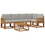vidaXL Ensemble de canapés d'extérieur 6 Pièces Naturel et gris clair