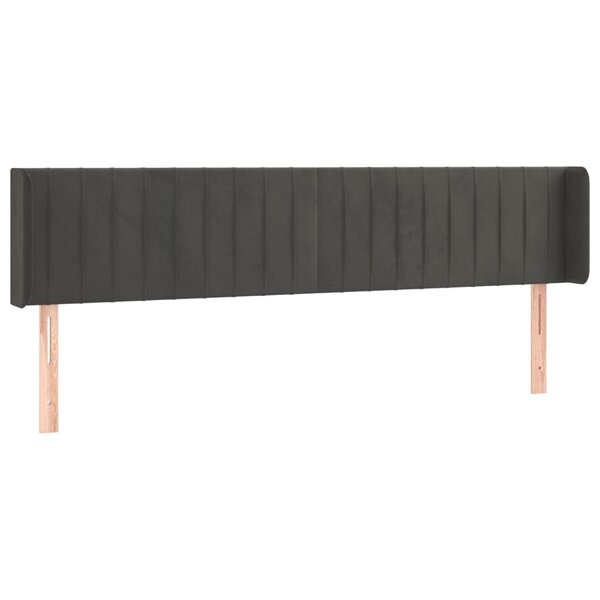vidaXL Tête de lit avec oreilles Gris foncé 163x16x78/88 cm Velours