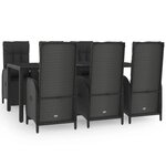 vidaXL Ensemble à manger de jardin coussins 7Pièces Noir Résine tressée