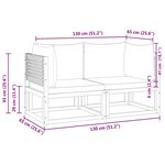 vidaXL Canapés d'angle de jardin avec coussins 2 pièces Bois d'acacia et rotin