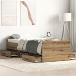 vidaXL Cadre de lit sans matelas Chêne artisanal 75x190 cm Bois d'ingénierie