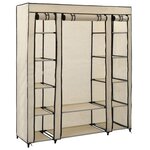 vidaXL Armoire avec compartiments et tiges Crème 150x45x176 cm Tissu
