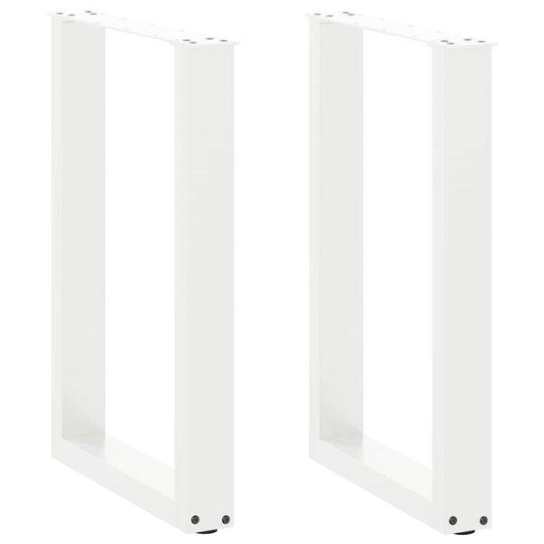 vidaXL Pieds de table à manger en U  2 pièces  blanc  50 x (72-73) cm  acier