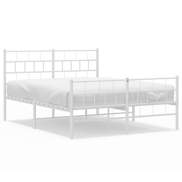 vidaXL Cadre de lit métal avec tête de lit/pied de lit blanc 160x200cm