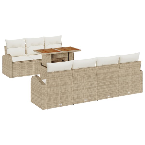 vidaXL Ensemble de Canapé de Jardin 8 pièces avec Coussins Beige